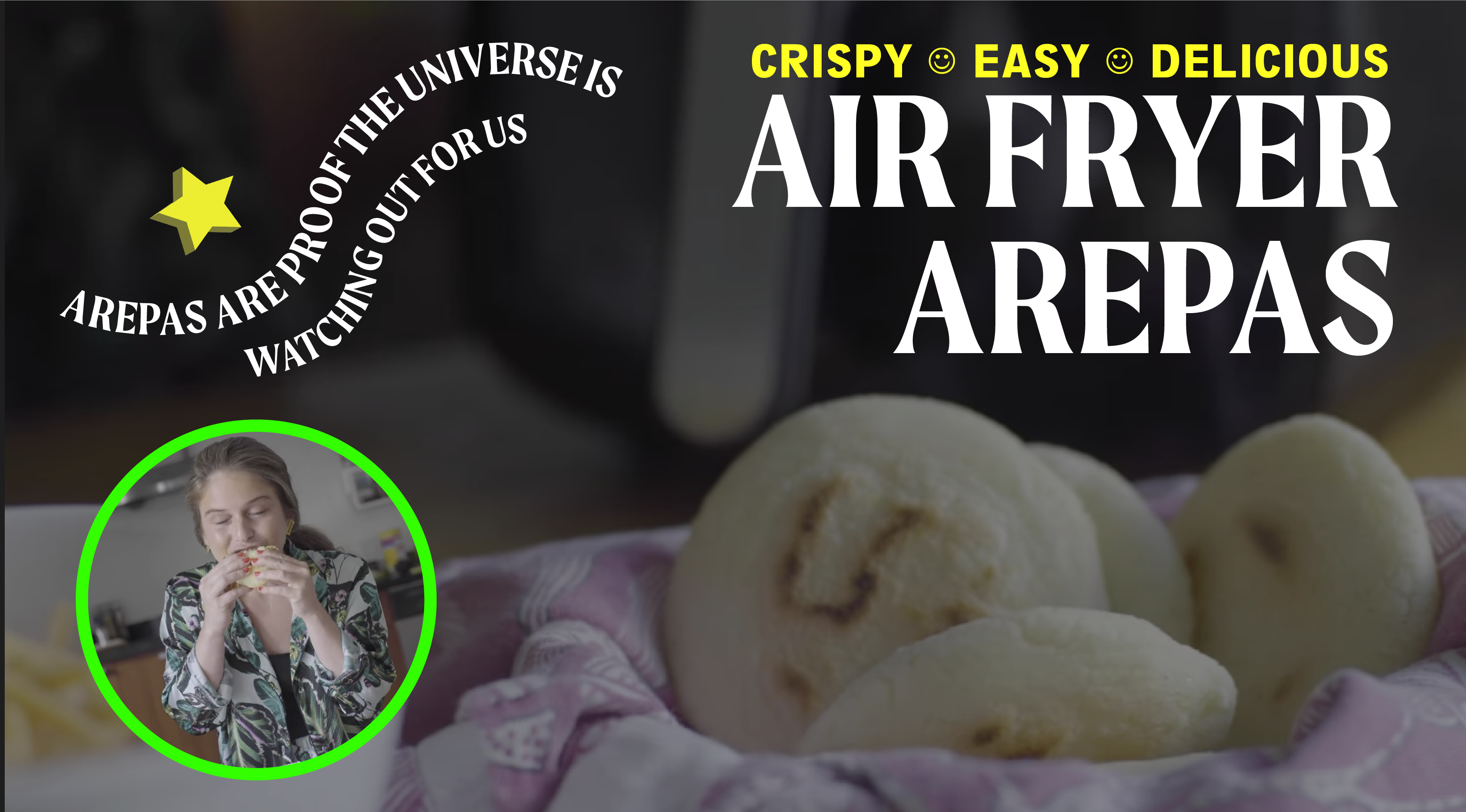 Load video: air fryer arepas with reina pepiada filling